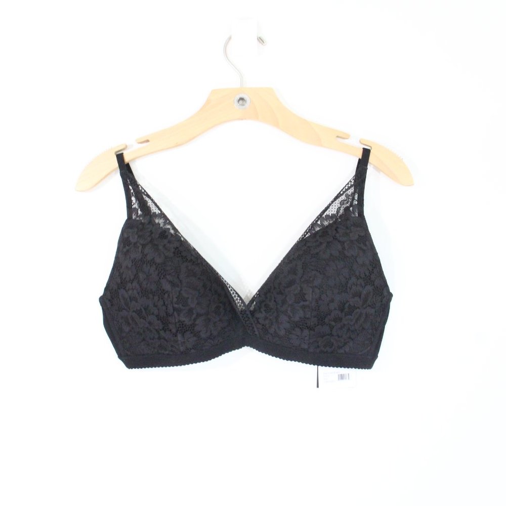 Knix Bralette New Women XL Black Lace Wire Free Deep V